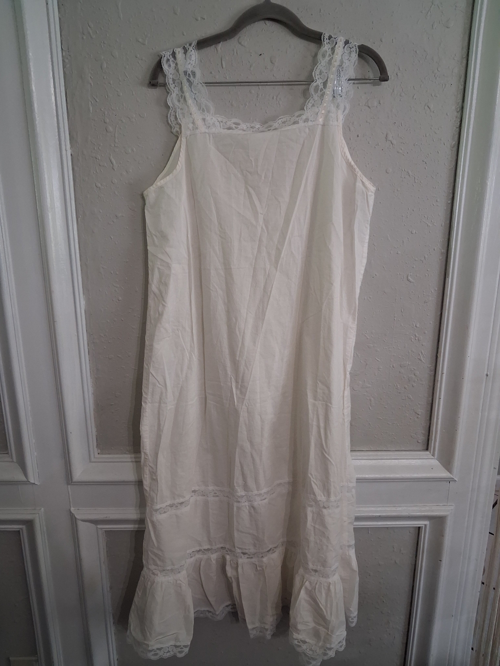 Vintage 100% cotton cottage Prairie peignoir set nightgown robe lace embroidery - Picture 9 of 10